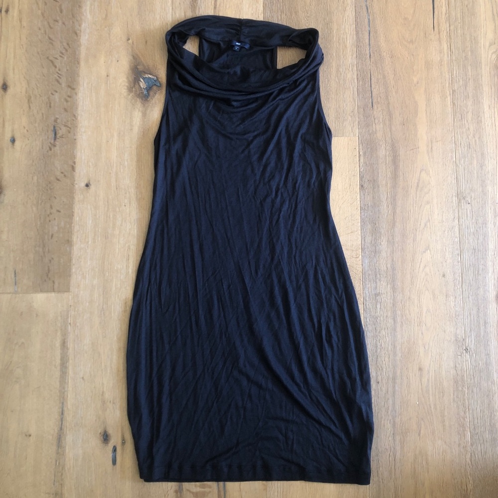 Cowl neck little black dress